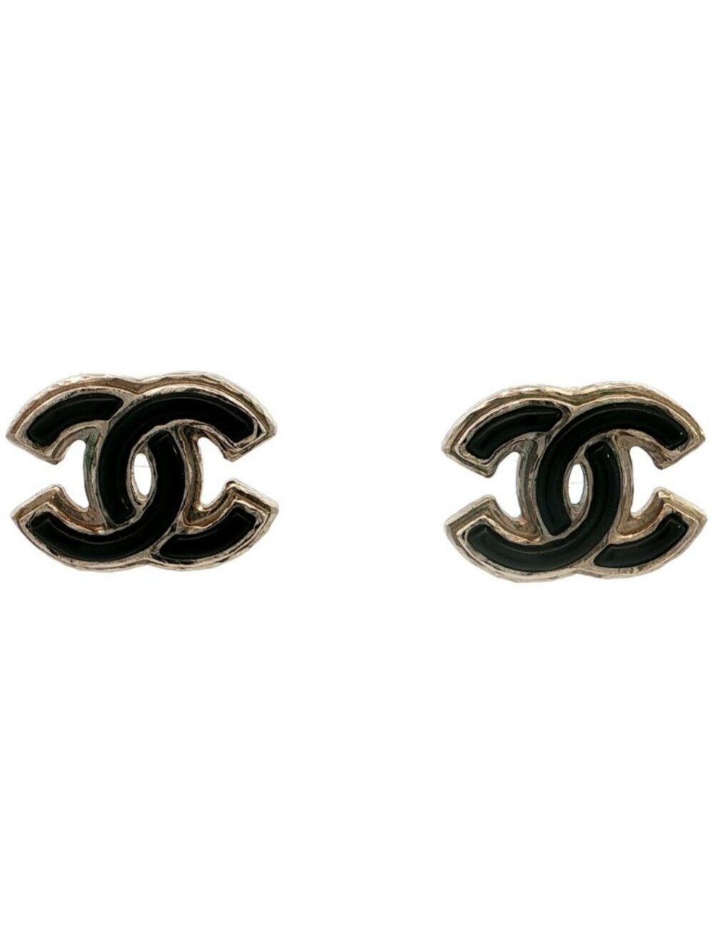 Chanel Rhinestone CC Logo Alloy Earrings Plated Silver